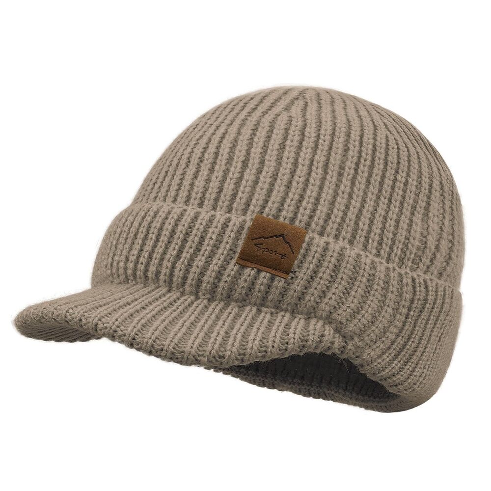 2727 Beanie with Goggles Winter Visor Beanie Hats Knit Hat with Visor Warm